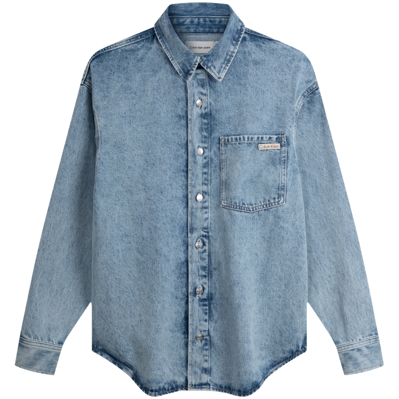 Футболка CALVIN KLEIN женская джинсовая светло-голубая, 1AA-Denim Light Blue — фото 2