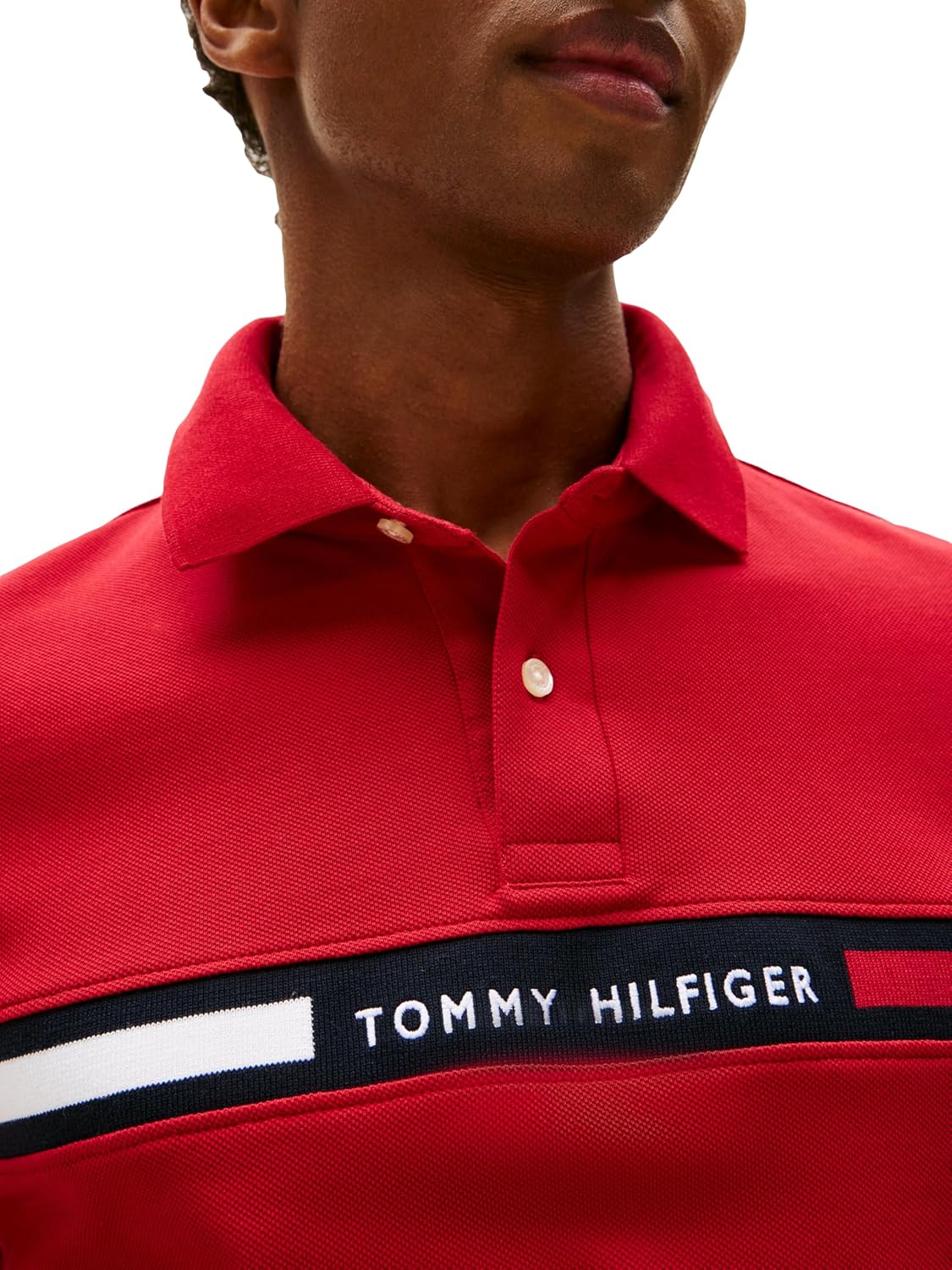 Мужские поло Tommy Hilfiger с коротким рукавом, классического кроя, с логотипом на груди, Medium Red — фото 2