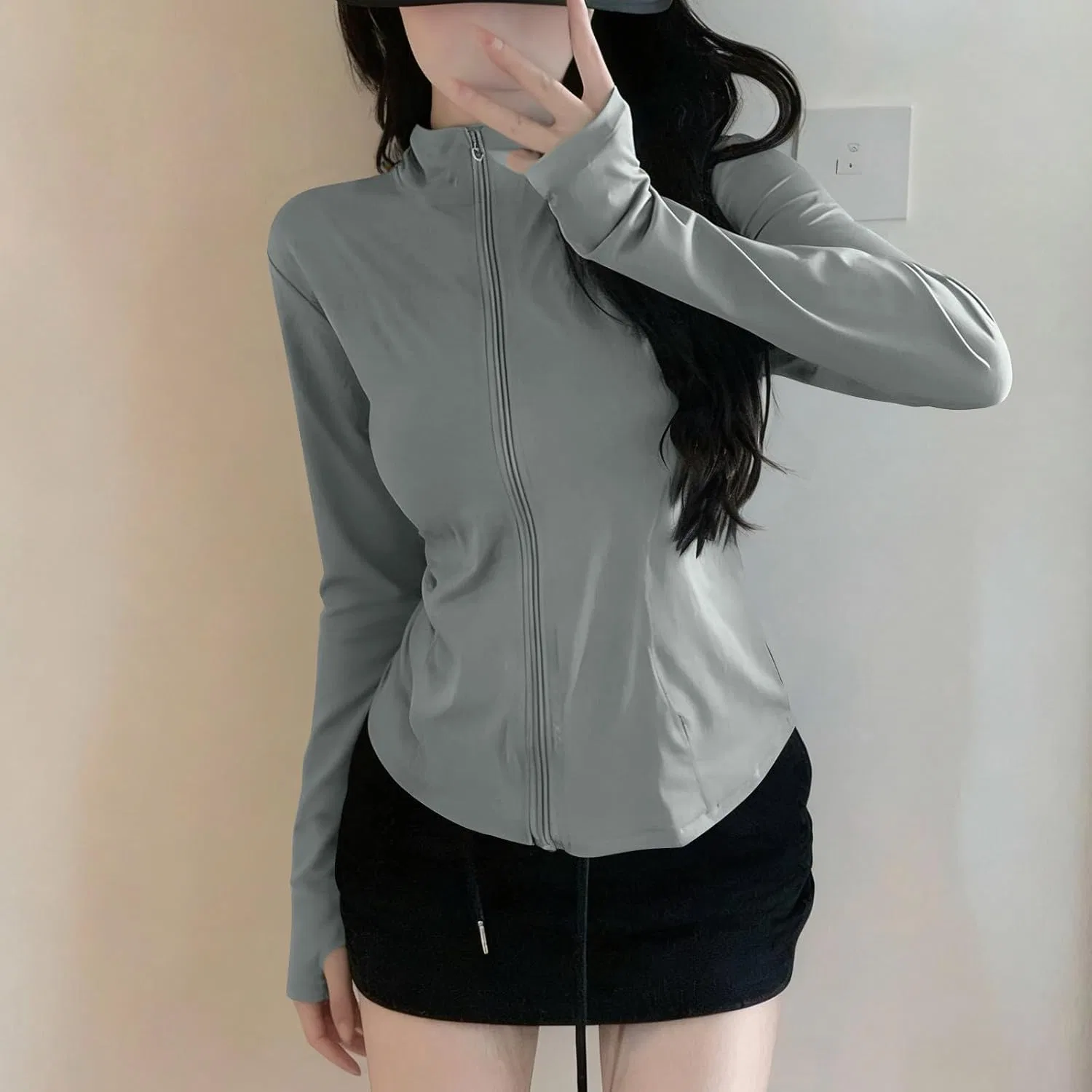 Женская куртка UPF 50+ Slim, солнцезащитная, Ice Silk, серая — фото 4