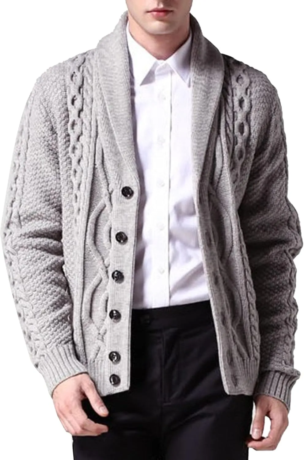 

Мужской кардиган с шалью, вязаный, с длинными рукавами, slim fit Maiyifu-GJ