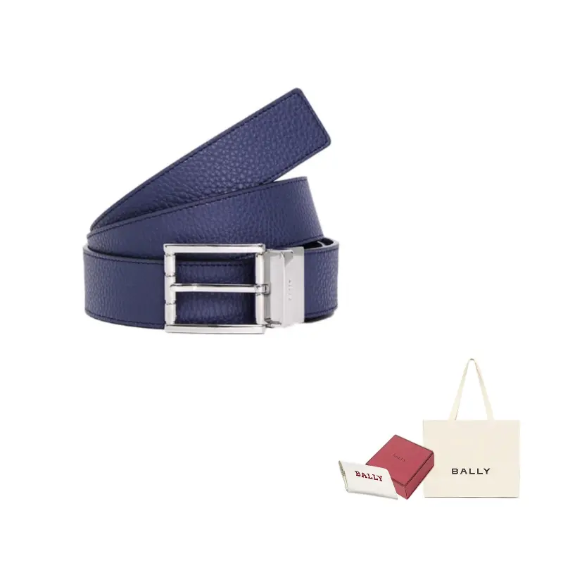 

BALLY Кожаный ремень с пряжкой-буквой для мужчин, Dark Blue