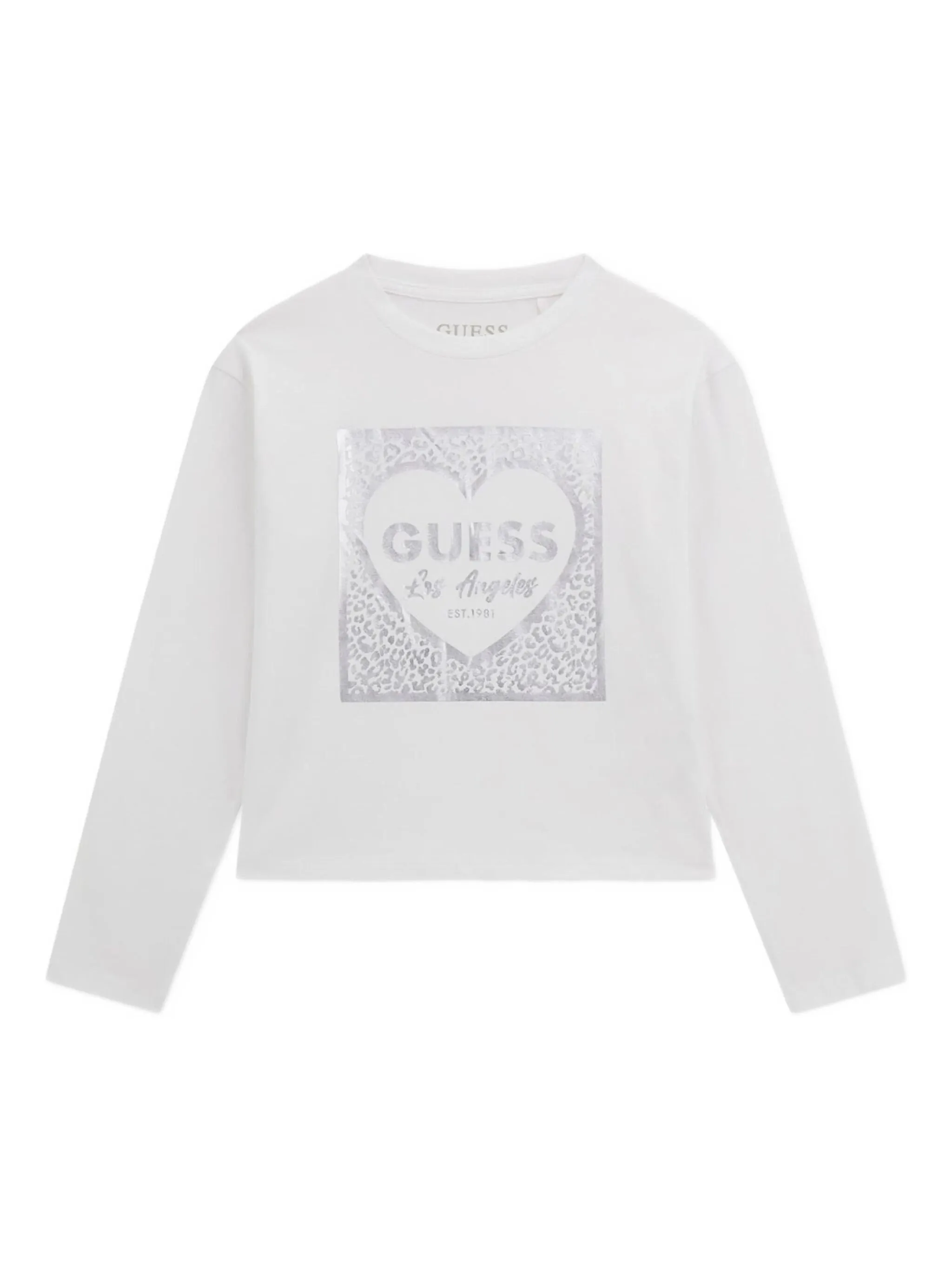 

Футболка с длинными рукавами и леопардовым принтом Guess Kids, белый