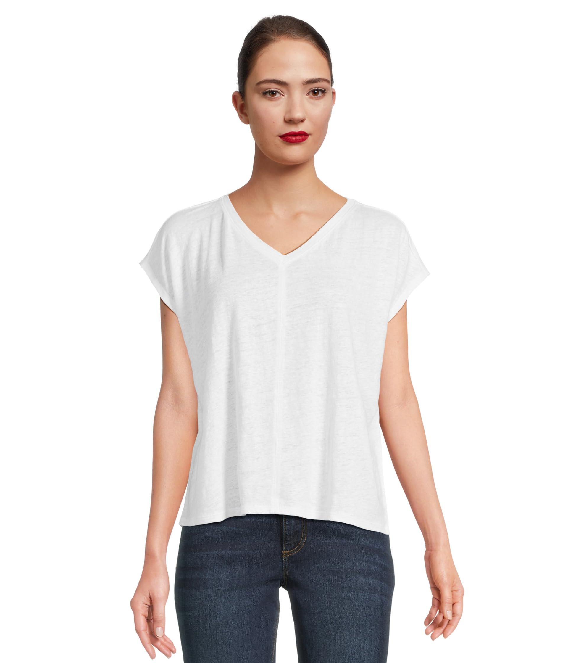 

Футболка Eileen Fisher V-Neck Square Tee, белый