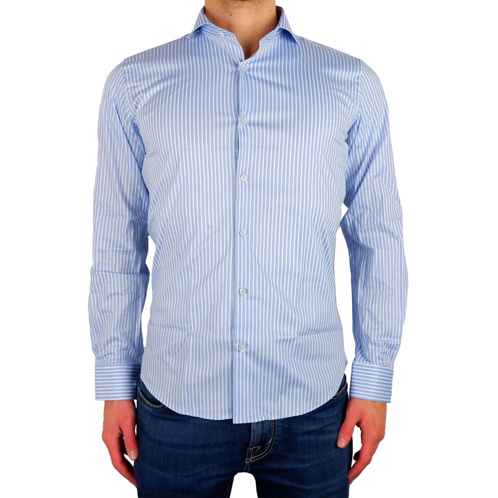 

Элегантная рубашка Milano Light Blue Cotton Made in Italy, светло-голубой