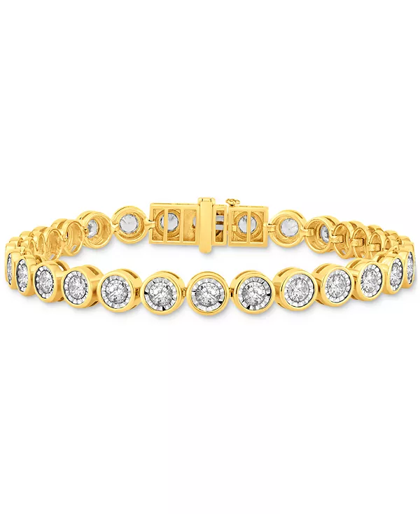 

Мужской теннисный браслет с бриллиантовой оправой (6 карат) из двухцветного золота 10 карат Macy'S, gold