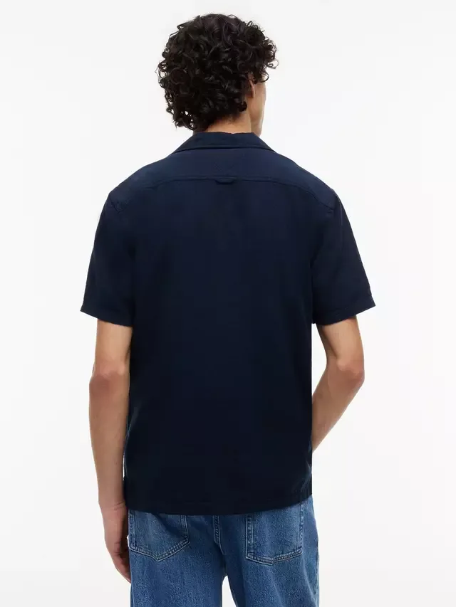 Рубашка из смеси льна, прямого кроя, с отложным воротником Tommy Hilfiger, Dark Blue — фото 3