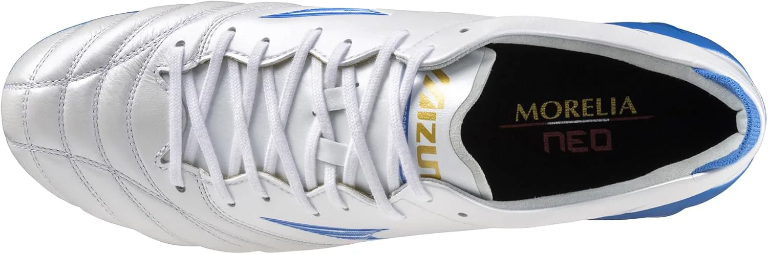 Футбольные бутсы Mizuno Men's Morelia Neo IV Beta Elite, белый/синий — фото 4