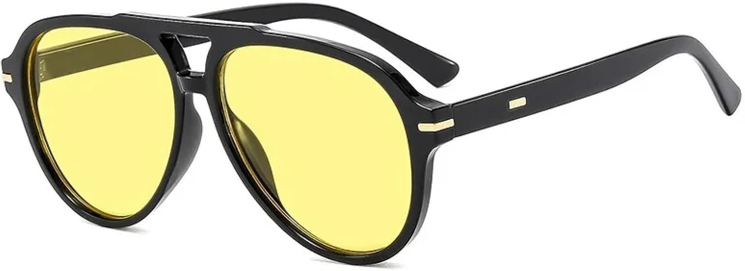 

Солнцезащитные очки с защитой от УФ-излучения UV400 | Овальная форма с двойной перемычкой | Для женщин и мужчин | Для занятий спортом на открытом воздухе и вождения DSVIGF, Black Yellow