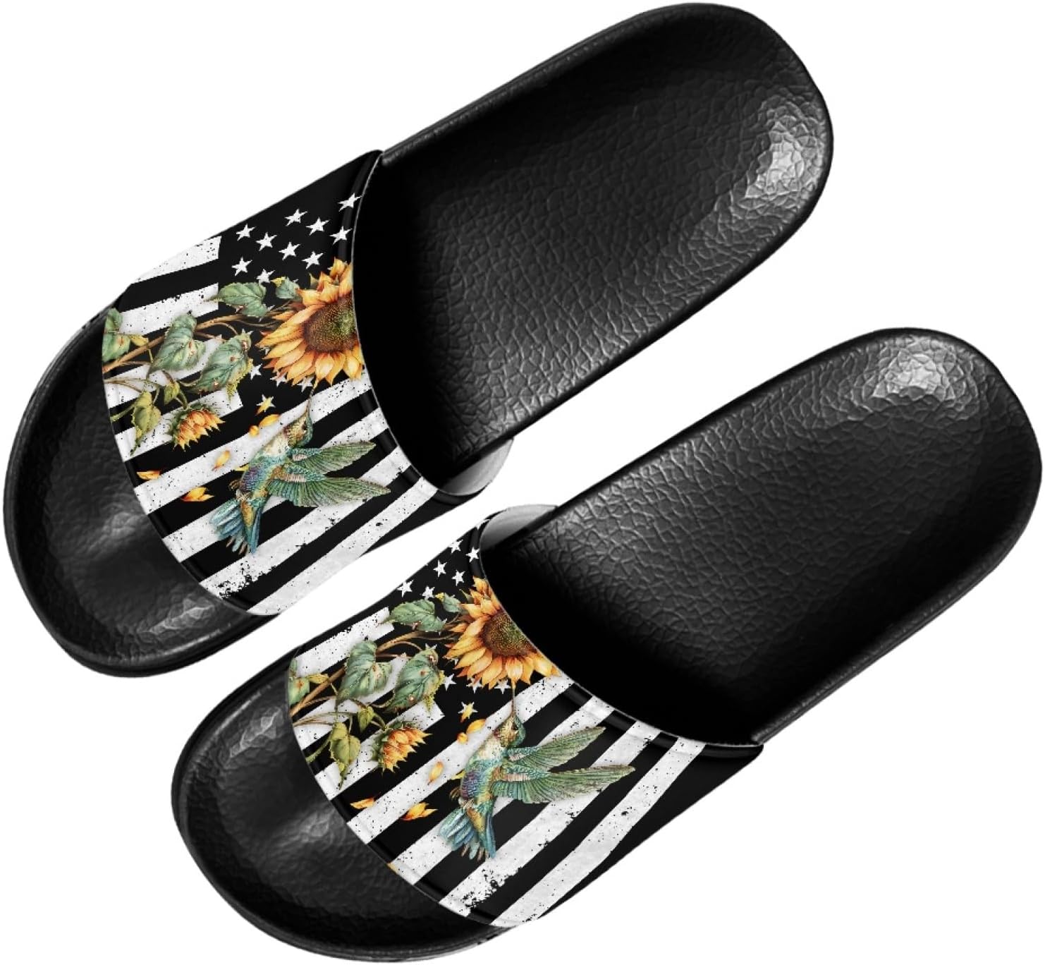 

Мужские и женские слайд-сандалии Forchrinse с ямайским флагом, для дома и улицы, легкие мягкие шлепанцы для душа, Hummingbird Sunflower American Flag