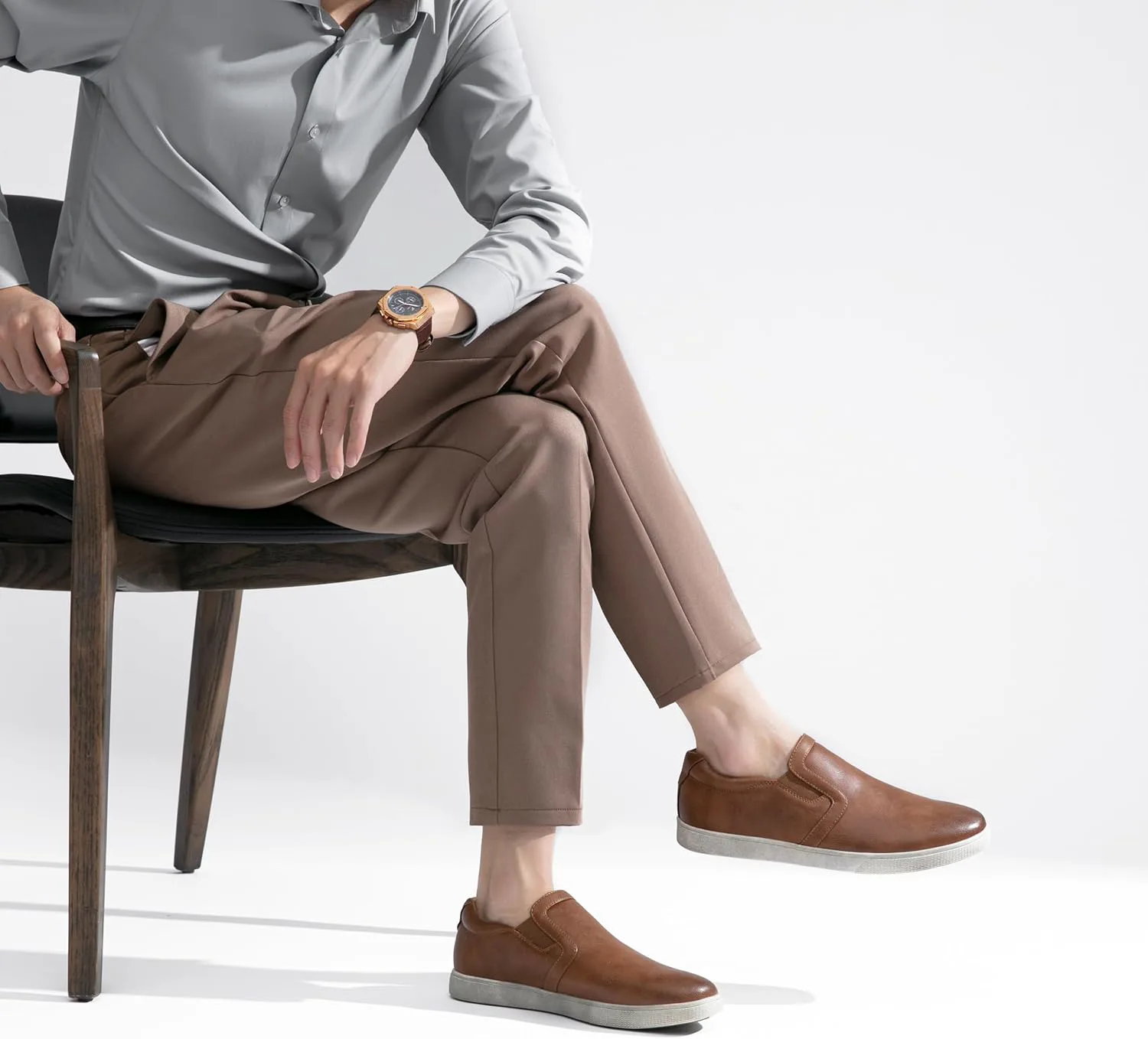 

Мужские легкие слипоны Jousen, модные кроссовки на каждый день, коричневый