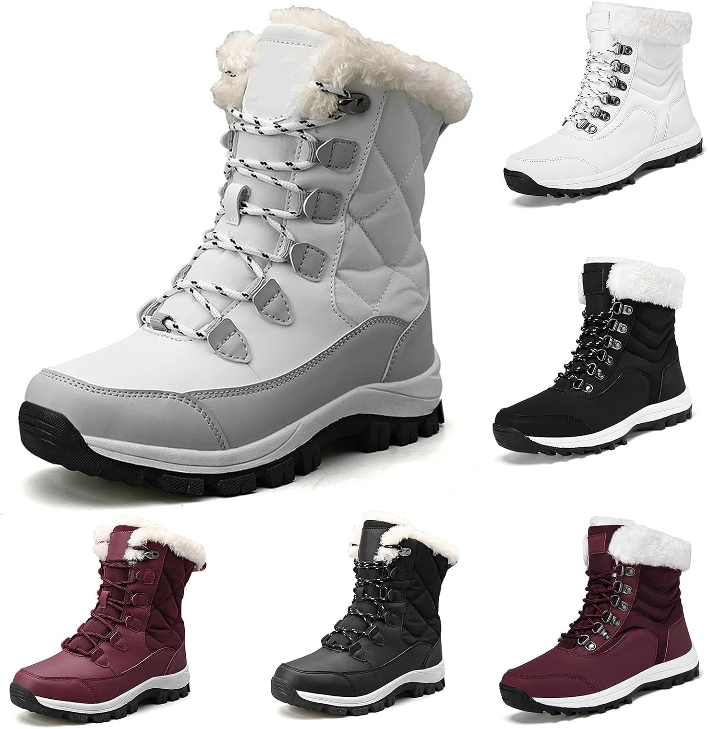 

Зимние сапоги для женщин и мужчин с искусственным мехом, средней высоты до голени, противоскользящие Lghlmcl, белый