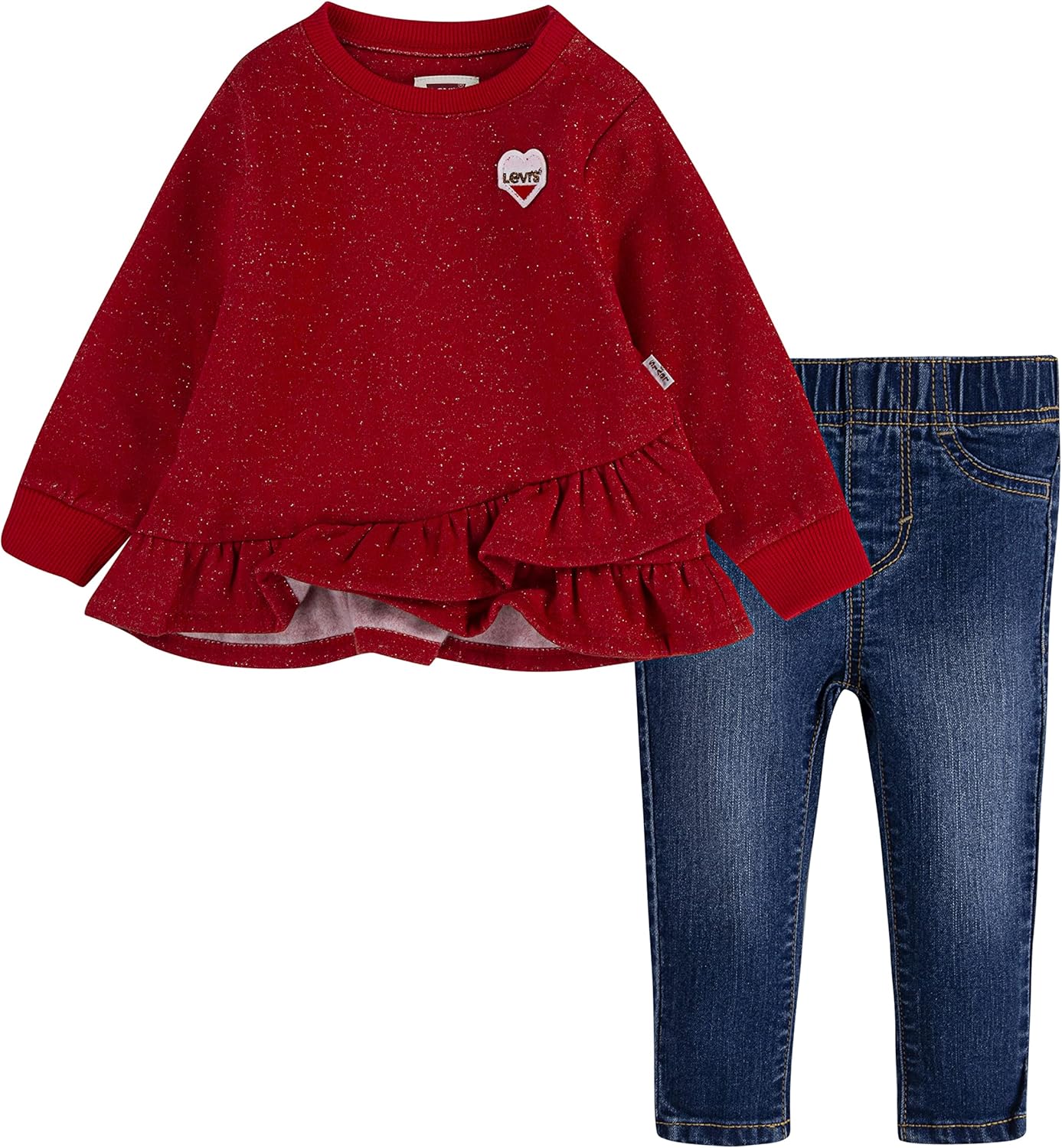 

Комплект из двух предметов: футболка с длинным рукавом и леггинсы Levi's для девочек, Flame Scarlet