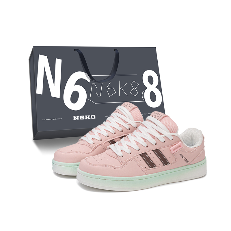 

N6K8 Нескользящие легкие низкие скейтерские кроссовки унисекс розово-зеленые, цвет Pink Green