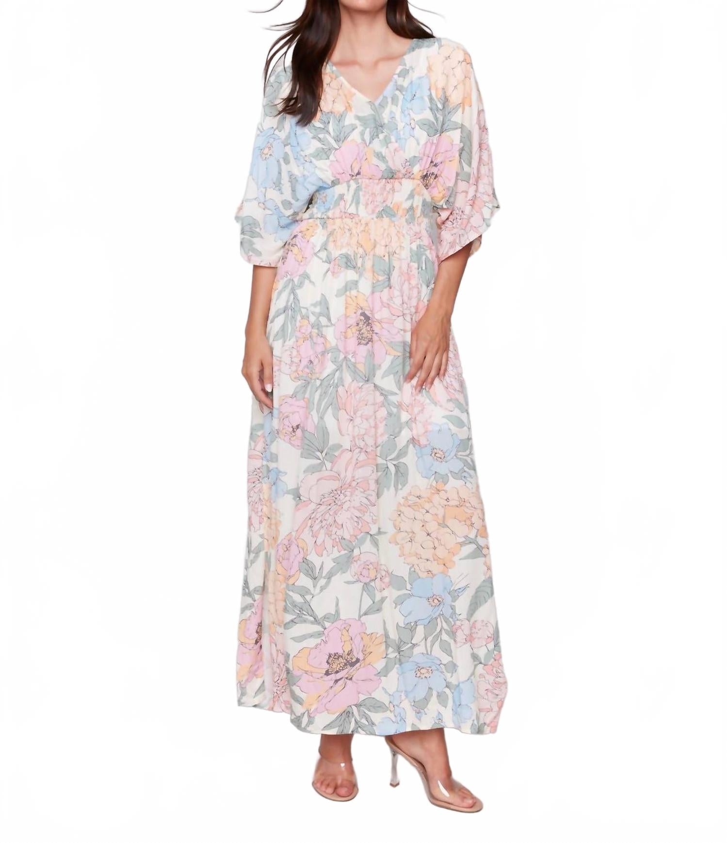 

CHARLIE B Платье с принтом и боковыми разрезами цвета георгина