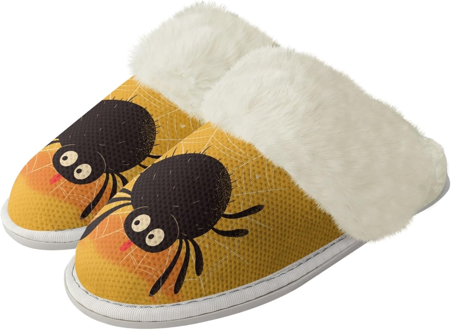

Домашние тапочки Micoklinlin для мужчин и женщин, с мягкой плюшевой подкладкой, теплые и удобные, с искусственным меховым воротником, противоскользящие, Giant Spider