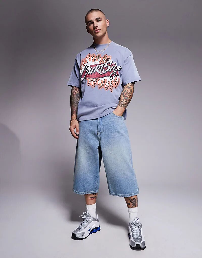 

Джинсовые шорты Courtside очень мешковатые, удлиненные, с вышивкой на задних карманах, грязно-коричневого цвета