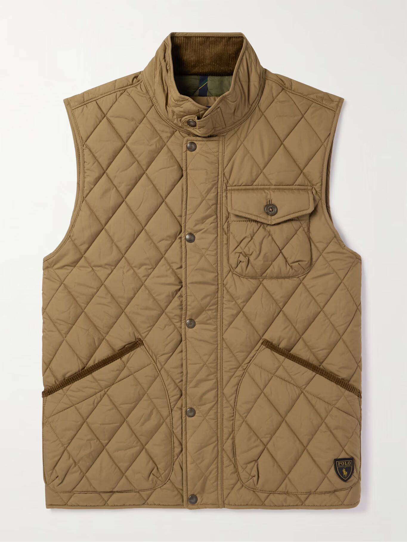

Жилет Beaton Corduroy-Trimmed с подкладкой из переработанного материала и стеганым узором POLO RALPH LAUREN, коричневый
