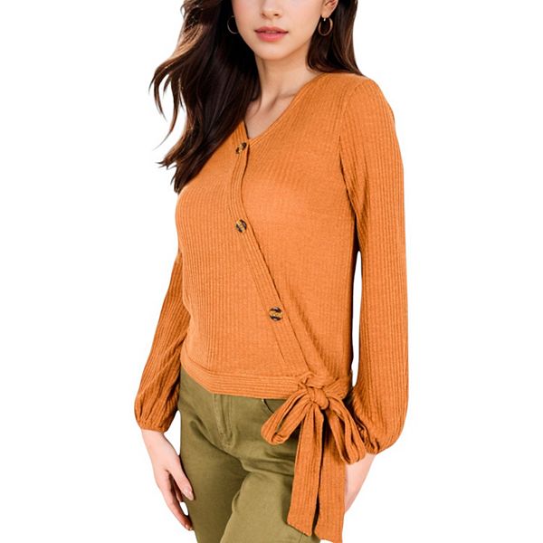 

Женский топ с ребристой вязкой, запахом и пуговицами Anna-Kaci