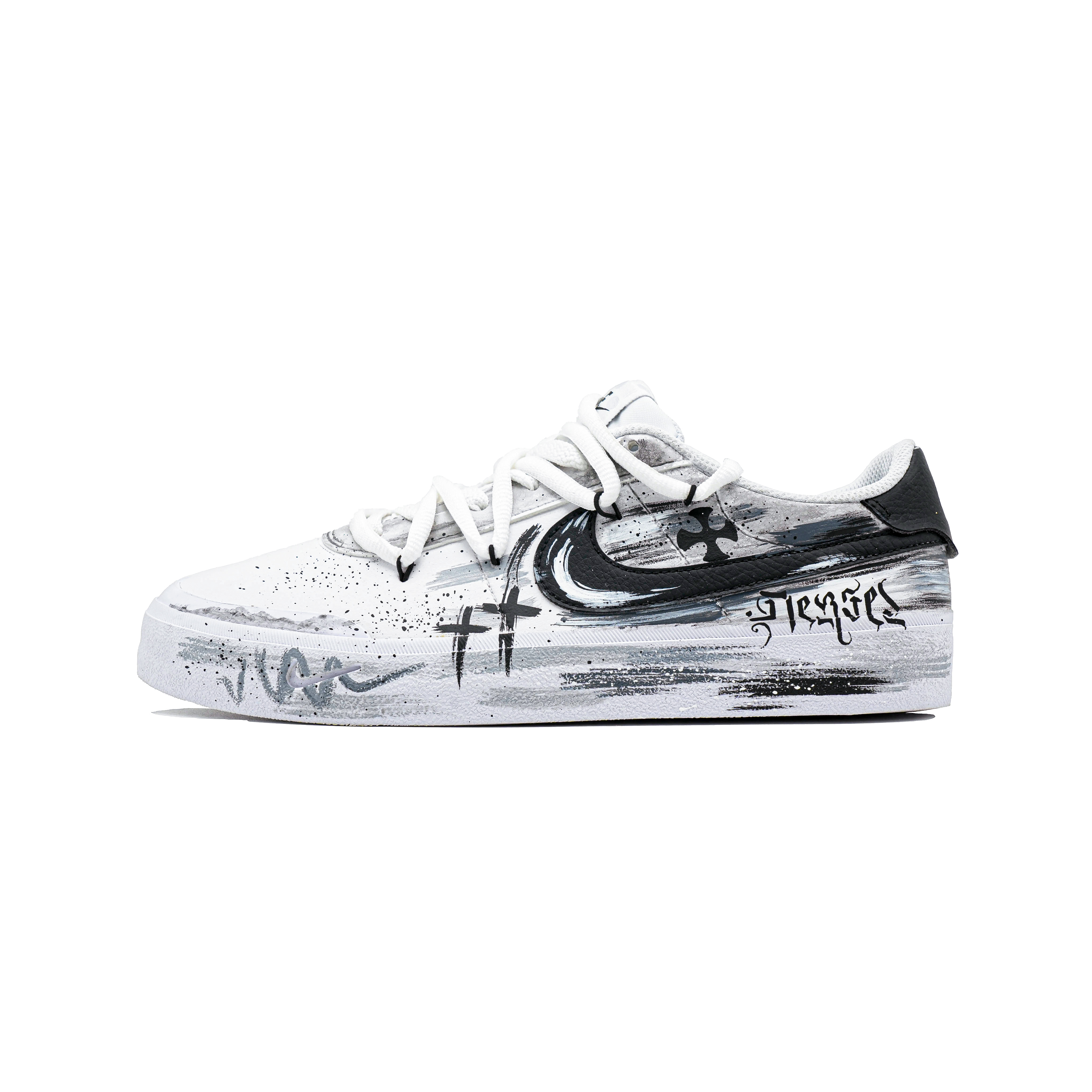 

Nike Кроссовки Court Shot Gothic Wasteland, износостойкие, низкие, для скейтбординга, мужские, черные, белые, серые