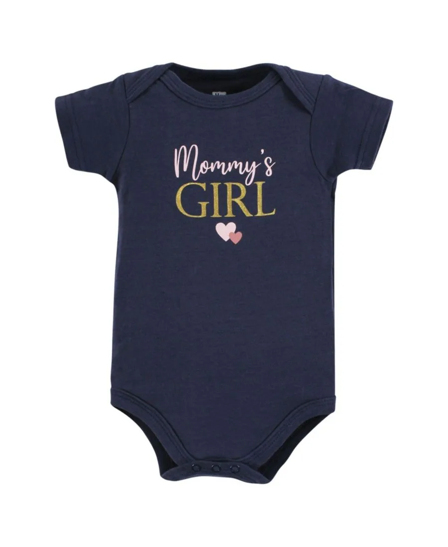 Комплект из 3 хлопковых боди Hudson Baby, girl mommy розовый темно-синий 3pk — фото 3