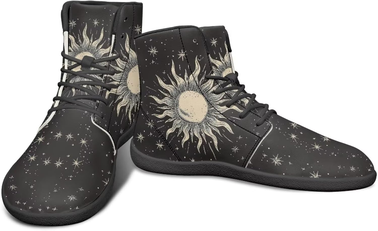 

Высокие минималистичные кроссовки для мужчин с рисунком «Звездное небо», с нулевым перепадом высоты подошвы, легкие, для бега и ходьбы Watdotory, Sun Stars Pattern