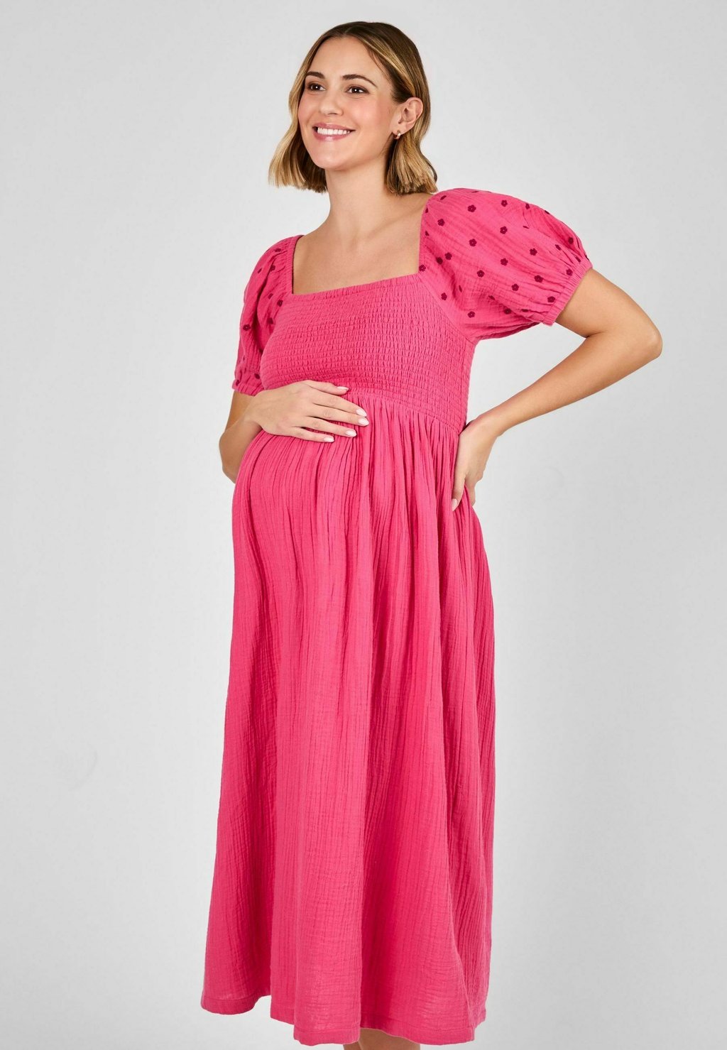 

Повседневное платье MATERNITY FIT - EMBROIDERED MIDI JoJo Maman Bébé, розовый