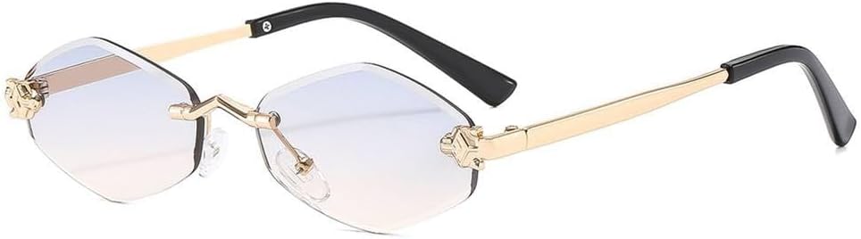 

Модные маленькие многоугольные солнцезащитные очки для женщин, коричневые ромбовидные солнцезащитные очки в винтажном стиле с металлическими линзами KTUCN, Blue and Yellow