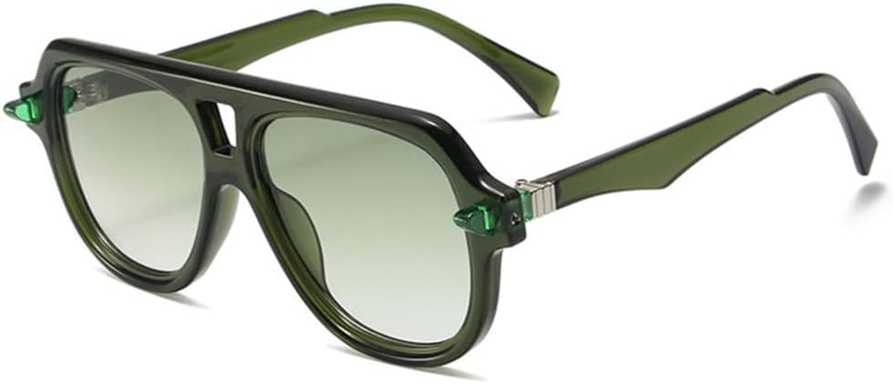 

Мужские солнцезащитные очки в стиле ретро с двойной перемычкой, защита от УФ-излучения UV400, модные градиентные очки, трендовые женские солнцезащитные очки с заклепками, оранжевые солнцезащитные очки TYUVIVO, Green Gray