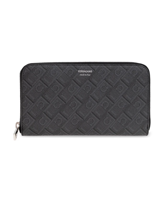 

Холщовый кошелек с монограммой Salvatore Ferragamo, серый