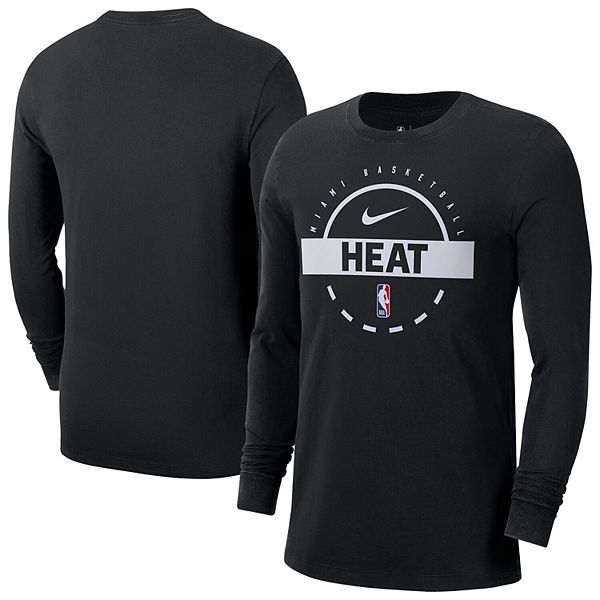 Мужская черная майка Miami Heat Authentic с длинным рукавом для тренировок Nike — фото 2
