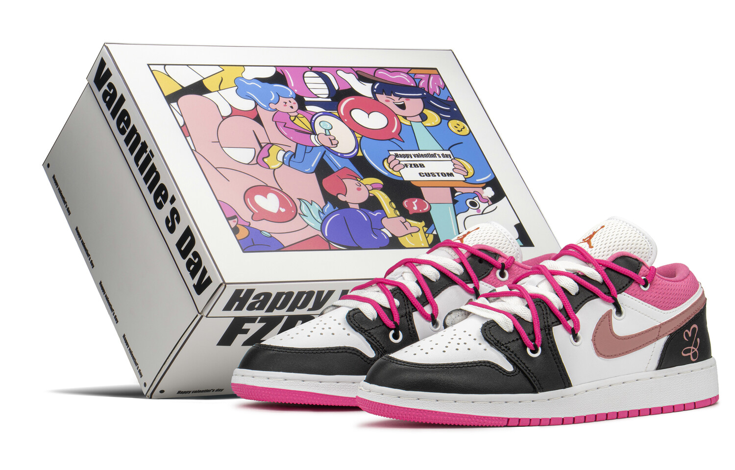 

Кроссовки Air JORDAN 1 Vintage Basketball Shoes Women's Low-Top Black White Pink