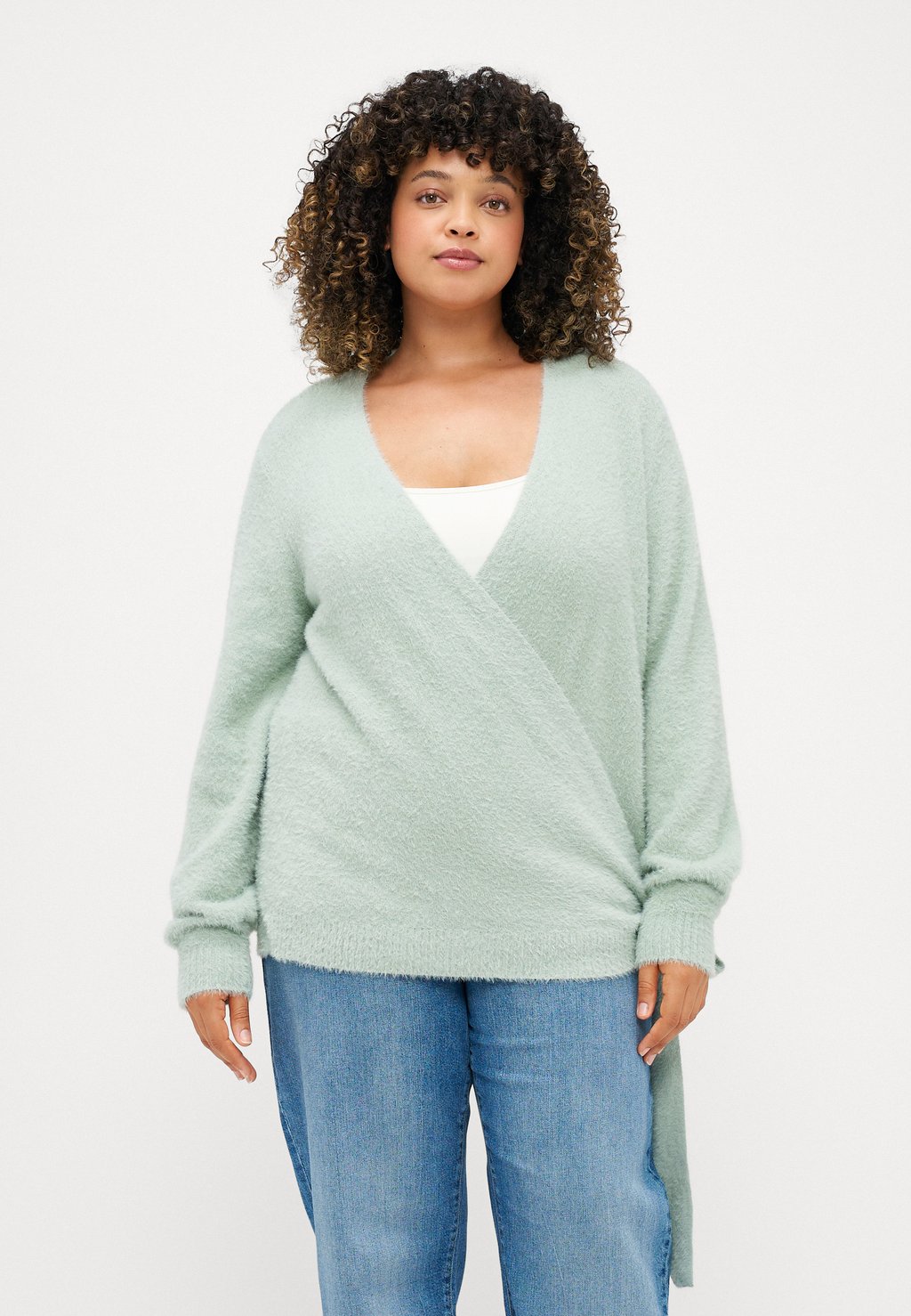 

Джемпер CARAMANDA V NECK WRAP ONLY Carmakoma, светло-голубой