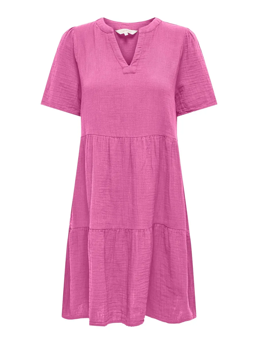 

Платье-туника ONLY "ONLTHYRA LIFE SS V-NECK DRESS WVN CS", с воланом, цвет Strawberry Moon