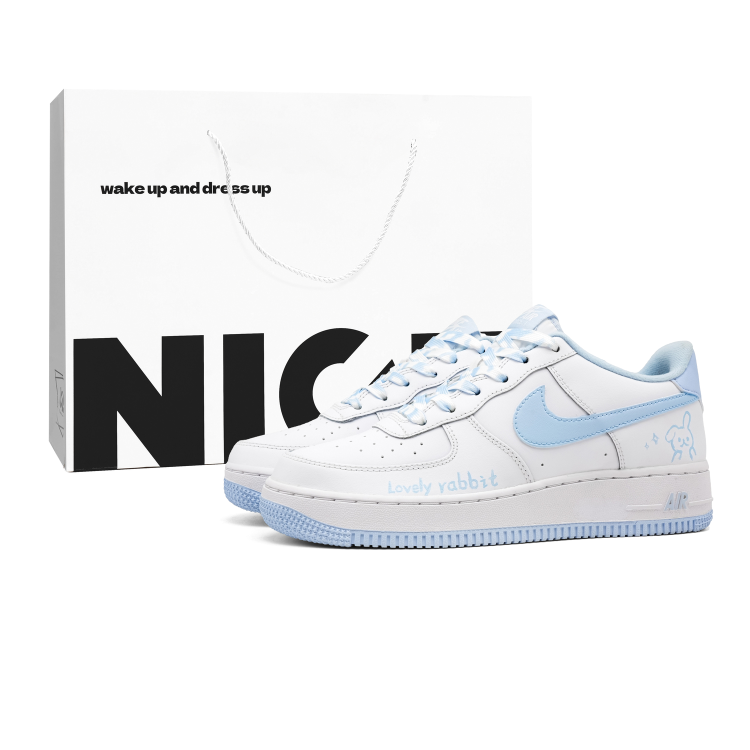 

Nike Air Force 1 Azure Stars с амортизацией низкие детские скейтбординг кроссовки white blue kids