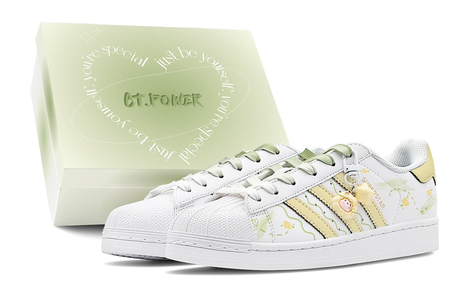 

Adidas Originals SUPERSTAR Floral Time противоскользящие износостойкие низкие скейтерские кроссовки унисекс жёлто-зелёные, цвет Yellow Green