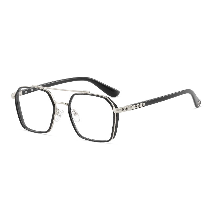 

MK MINGKU Квадратные очки унисекс, Silver Black Frame