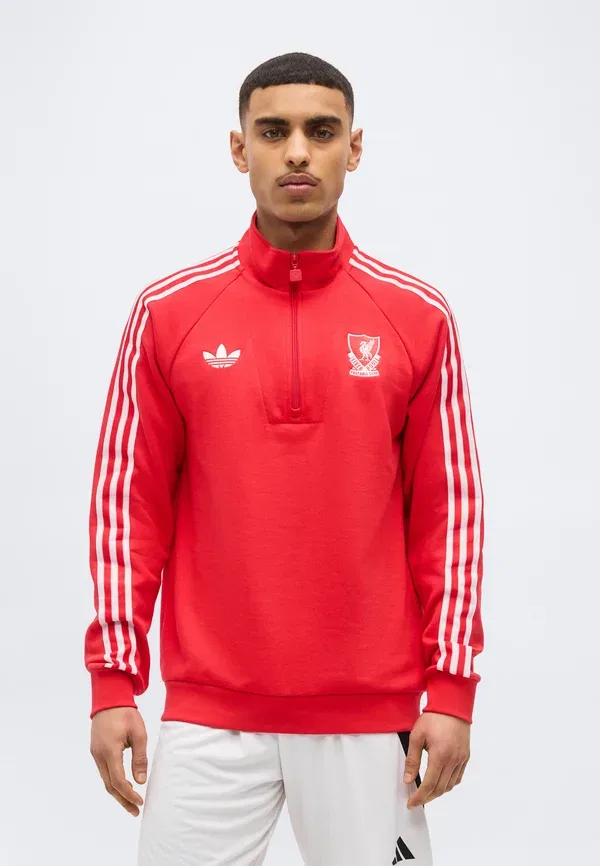Толстовка с половинной молнией Liverpool FC Club Wear Adidas Originals, чистый рубин