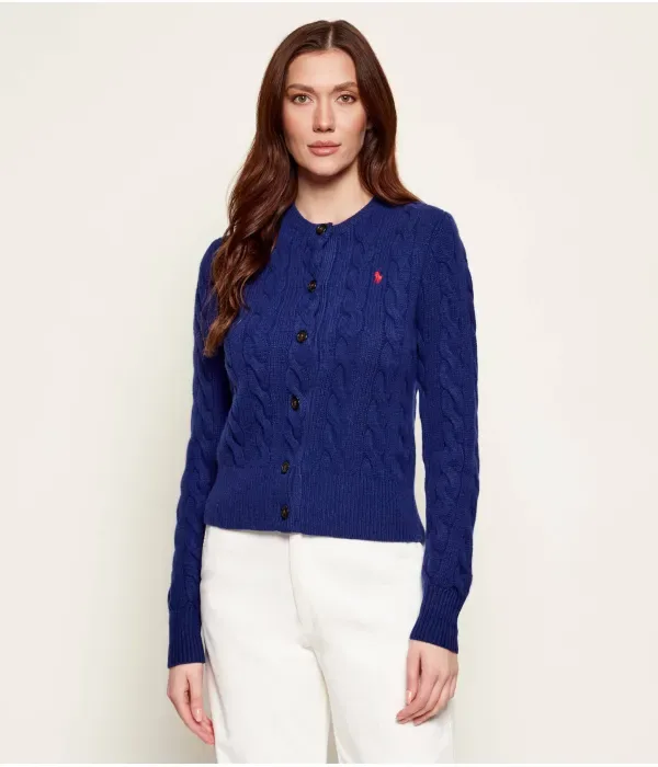 Шерстяной кардиган slim fit Polo Ralph Lauren, васильковый