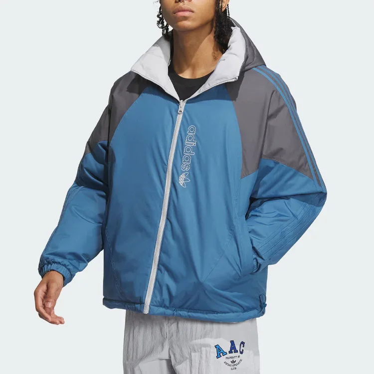 Adidas Originals Пуховик мужской измененный синий/белый — фото 3