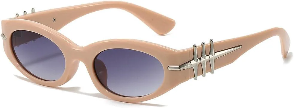 

Винтажные солнцезащитные очки «кошачий глаз» для женщин и мужчин, в стиле панк, популярные, с маленькой оправой и заклепками, в стиле хип-хоп MTZJH, One Color