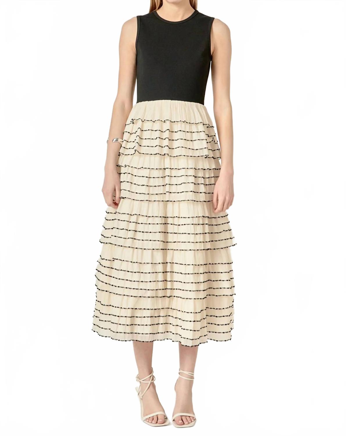 

Платье Aurelia с рюшами в черно-бежевом цвете English Factory