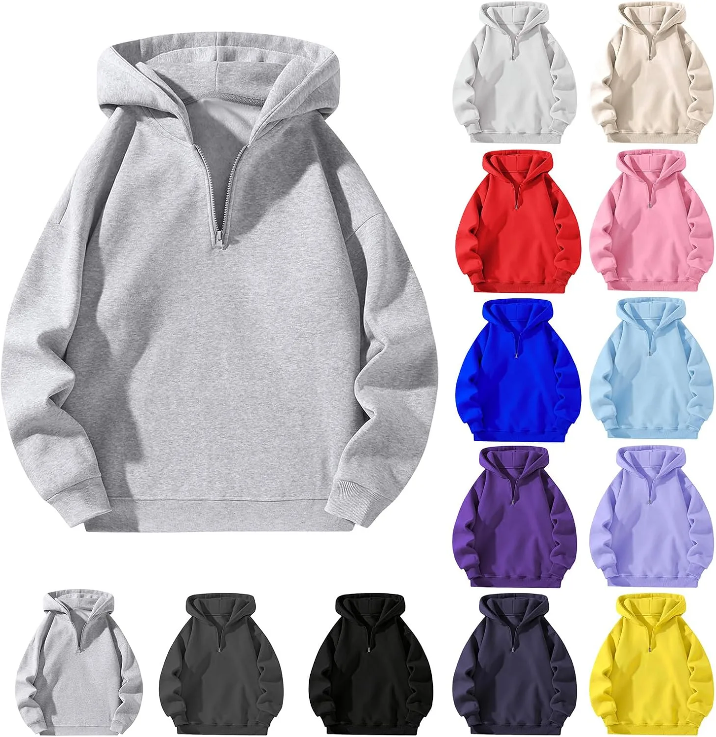 

Wankang мужская худи на молнии с капюшоном, флисовая, свободного кроя