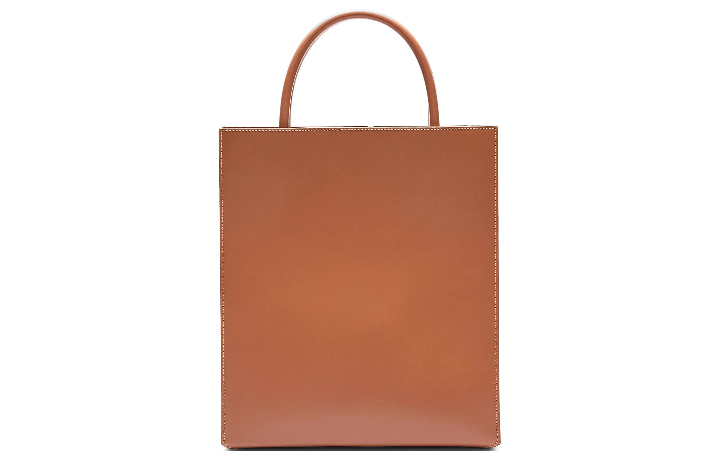 LOEWE Глянцевая кожаная сумка-шоппер через плечо кроссбоди женская коричневая — фото 3