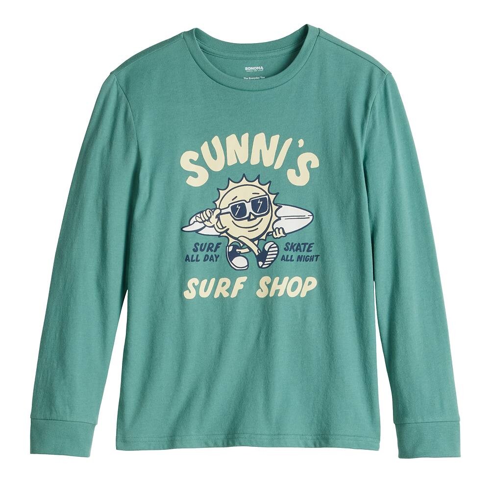 

Повседневная футболка с длинными рукавами и рисунком Sonoma Goods For Life для мальчиков 7–20 лет в цвете Regular и Husky, цвет Teal Sun