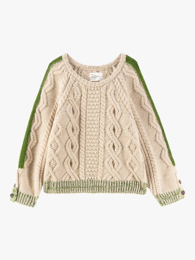 

Свитер маркиз из чистой шерсти с косой Leon & Harper, Beige/Green