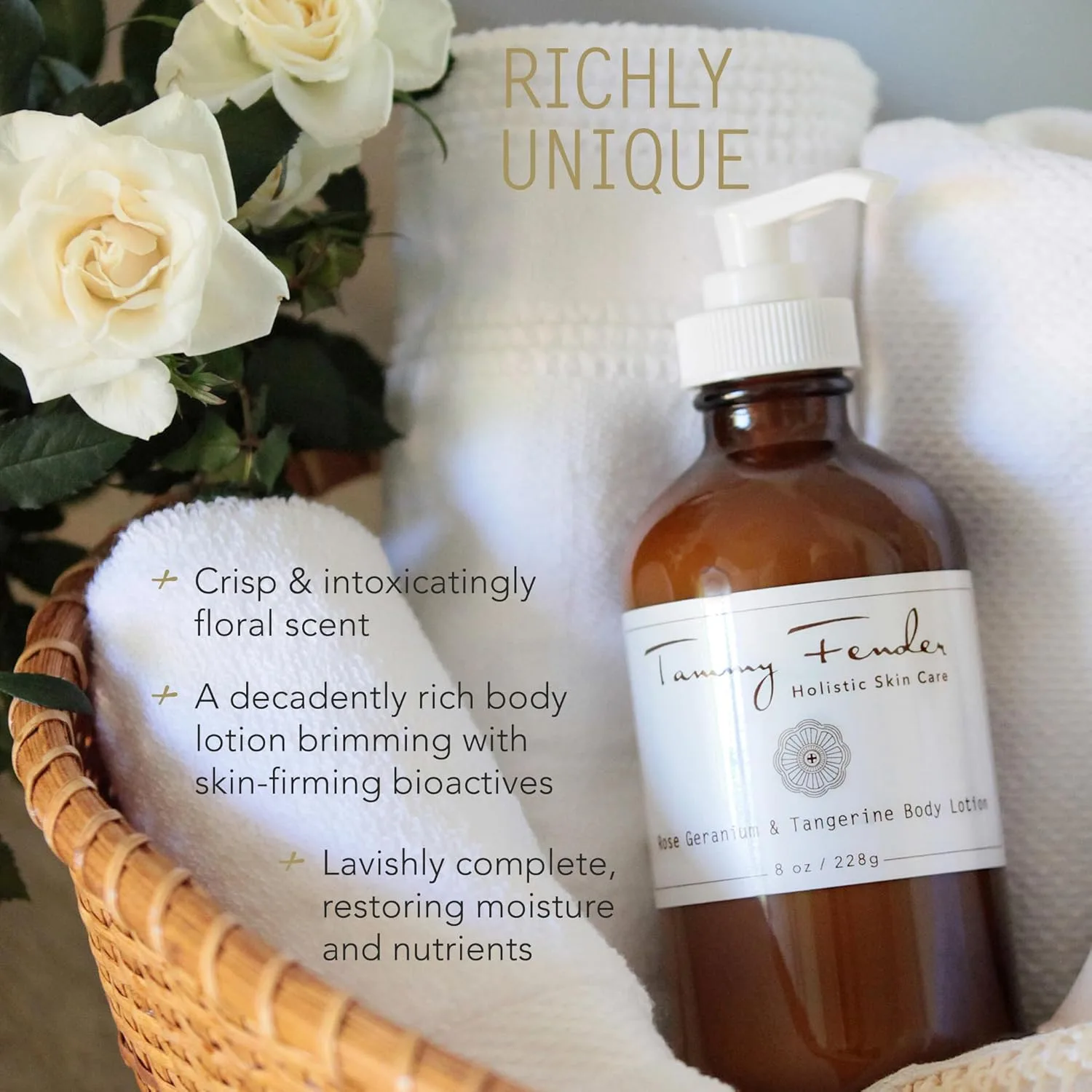 TAMMY FENDER - лосьон для тела Rose Geranium & Tangerine, натуральный, органический, без жестокости, нетоксичный уход, питательный и увлажняющий, для всех типов кожи (8 унций | 228 г) — фото 3