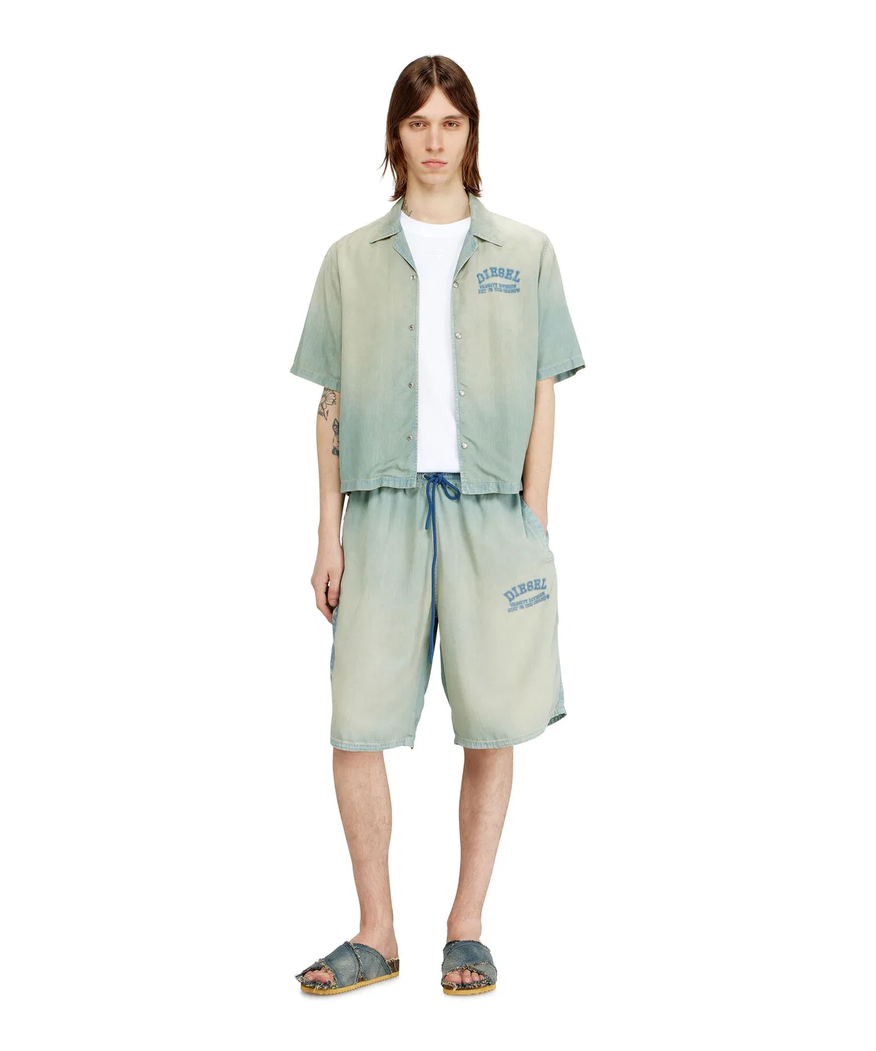 Шорты джинсовые Diesel D-ENIMOS-SHORT-S2 из лиоцелла, светло-индиго — фото 2