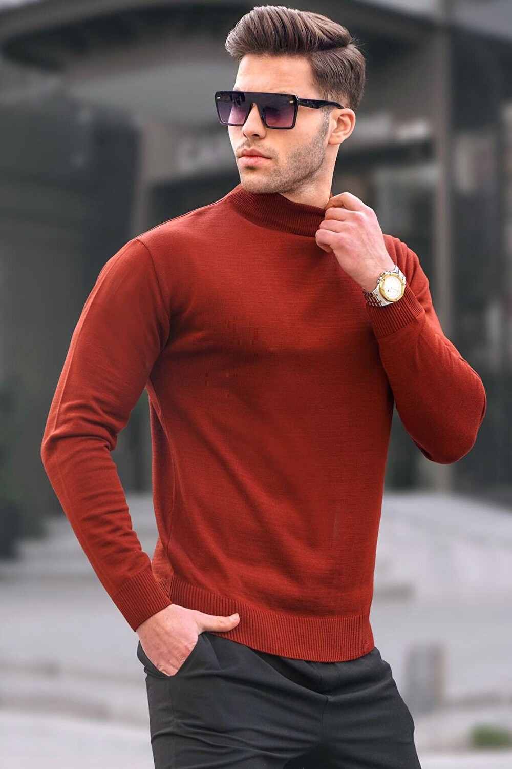 

Мужской трикотажный свитер Tile Slim Fit с полуводолазкой 6343 MADMEXT
