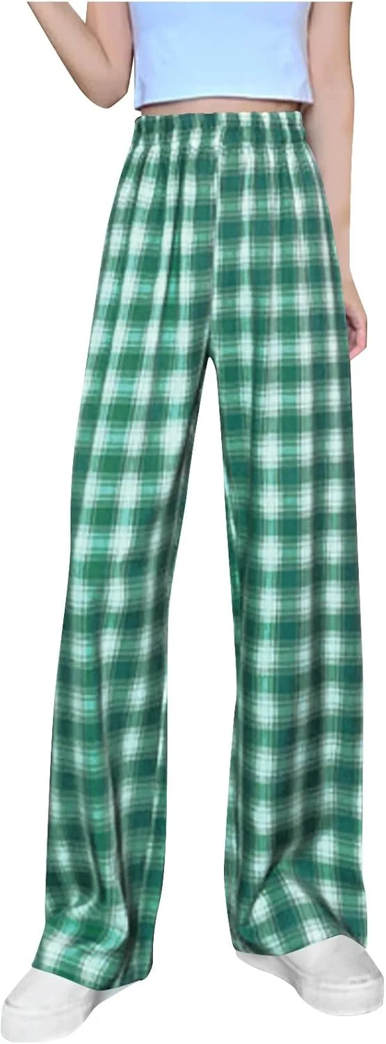 

Женские брюки прямого кроя Casual Plaid с эластичным поясом HGps8w