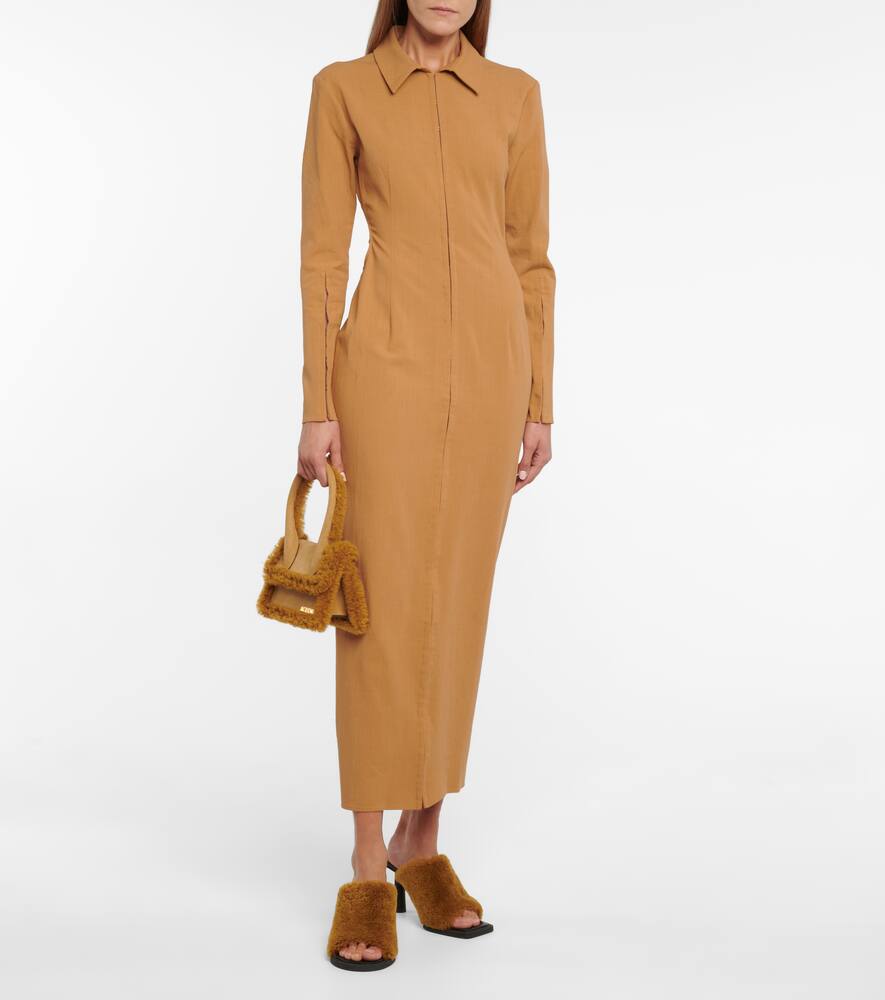 Платье макси Obiou из льняной смеси Jacquemus, Camel  213dr21-213 107820 — фото 2